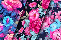 Neon Shabby Chic Floral Pattern Digital Papers Product Image 2