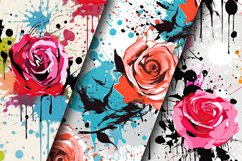 Painted Roses Digital Paper Patterns, Vintage Flower Pattern Product Image 3