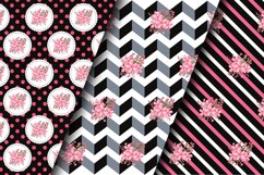 Pink and Black Shabby Chic Floral Digital Papers Product Image 2