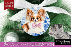 Papillon Dog Ornament PNG Floral Dog PNG Sublimation Product Image 1
