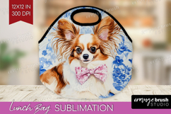 Papillon Dog Lunch Bag Floral Dog Lunch Bug PNG Sublimation Product Image 1