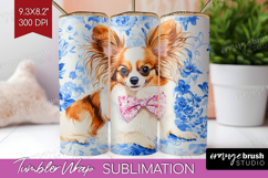 Papillon Dog Tumbler Wrap Floral Dog Tumbler PNG Sublimation Product Image 1