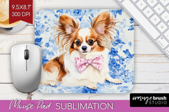 Papillon Dog Mouse Pad Sublimation Floral Dog Mousepad PNG Product Image 1