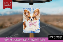 Papillon Dog Air Freshener PNG Floral Dog PNG Sublimation Product Image 1