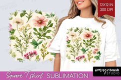 Pastel Flowers Square Tshirt Background - Summer PNG Product Image 1