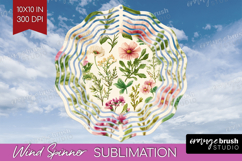 Pastel Flowers Wind Spinner Sublimation PNG - Summer Round Product Image 1