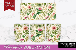 Pastel Flowers Mug Wrap - Summer Mug PNG Sublimation Product Image 1