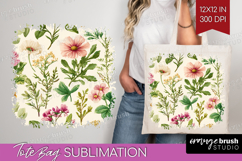 Pastel Flowers Tote Bag - Summer Tote Bag PNG Sublimation Product Image 1