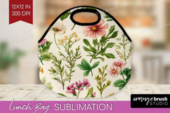 Pastel Flowers Lunch Bag - Summer Lunch Bug PNG Sublimation Product Image 1