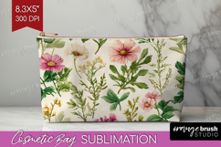 Pastel Flowers Cosmetic Bag - Summer Makeup Bag PNG Product Image 1
