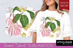 Pastel Flowers Square Tshirt Background - Summer PNG Product Image 1