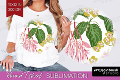 Pastel Flowers Round Tshirt Background - Summer PNG Product Image 1