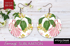 Pastel Flowers Round Earrings - Summer PNG Sublimation Product Image 1
