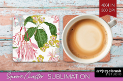 Pastel Flowers Square Coaster - Summer Coaster PNG Product Image 1