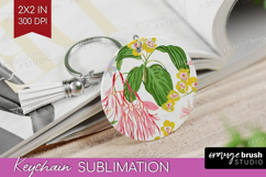 Pastel Flowers Keychain PNG - Summer Keychain Sublimation Product Image 1