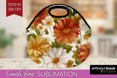 Pastel Flowers Lunch Bag - Summer Lunch Bug PNG Sublimation Product Image 1