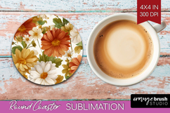 Pastel Flowers Round Coaster - Summer Coaster PNG Product Image 1