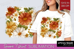 Pastel Flowers Square Tshirt Background - Summer PNG Product Image 1