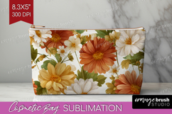 Pastel Flowers Cosmetic Bag - Summer Makeup Bag PNG Product Image 1