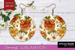 Pastel Flowers Round Earrings - Summer PNG Sublimation Product Image 1