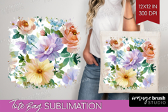 Pastel Flowers Tote Bag - Summer Tote Bag PNG Sublimation Product Image 1