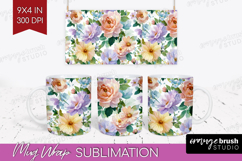 Pastel Flowers Mug Wrap - Summer Mug PNG Sublimation Product Image 1