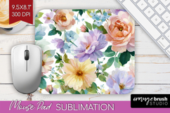 Pastel Flowers Mouse Pad Sublimation - Summer Mousepad PNG Product Image 1