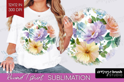 Pastel Flowers Round Tshirt Background - Summer PNG Product Image 1