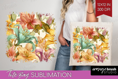 Pastel Flowers Tote Bag - Summer Tote Bag PNG Sublimation Product Image 1
