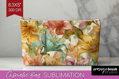 Pastel Flowers Cosmetic Bag - Summer Makeup Bag PNG Product Image 1