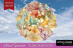 Pastel Flowers Wind Spinner Sublimation PNG - Summer Round Product Image 1