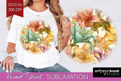 Pastel Flowers Round Tshirt Background - Summer PNG Product Image 1