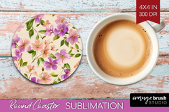Pastel Flowers Round Coaster - Summer Coaster PNG Product Image 1