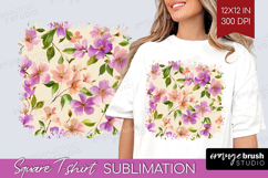 Pastel Flowers Square Tshirt Background - Summer PNG Product Image 1