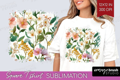 Pastel Flowers Square Tshirt Background - Summer PNG Product Image 1