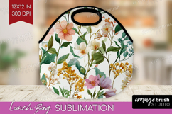 Pastel Flowers Lunch Bag - Summer Lunch Bug PNG Sublimation Product Image 1