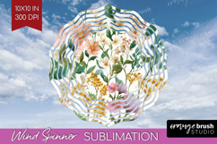 Pastel Flowers Wind Spinner Sublimation PNG - Summer Round Product Image 1