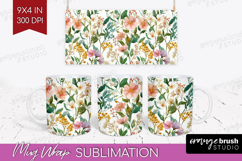Pastel Flowers Mug Wrap - Summer Mug PNG Sublimation Product Image 1