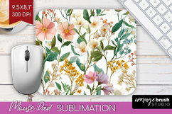 Pastel Flowers Mouse Pad Sublimation - Summer Mousepad PNG Product Image 1