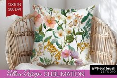 Pastel Flowers Pillow Sublimation - Summer Pillow Cover PNG Product Image 1