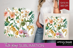 Pastel Flowers Tote Bag - Summer Tote Bag PNG Sublimation Product Image 1