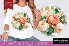 Pastel Flowers Round Tshirt Background - Summer PNG Product Image 1