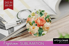 Pastel Flowers Keychain PNG - Summer Keychain Sublimation Product Image 1