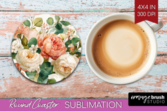 Pastel Flowers Round Coaster - Summer Coaster PNG Product Image 1