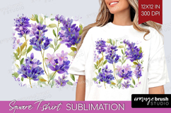 Pastel Flowers Square Tshirt Background - Summer PNG Product Image 1