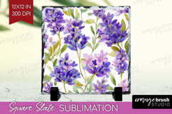 Pastel Flowers Slate PNG - Summer Square Slate Sublimation Product Image 1
