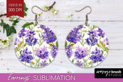 Pastel Flowers Round Earrings - Summer PNG Sublimation Product Image 1