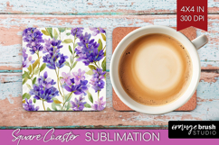 Pastel Flowers Square Coaster - Summer Coaster PNG Product Image 1
