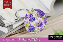 Pastel Flowers Keychain PNG - Summer Keychain Sublimation Product Image 1