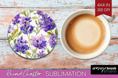 Pastel Flowers Round Coaster - Summer Coaster PNG Product Image 1